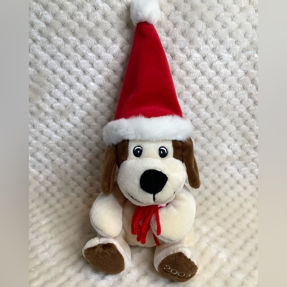 SEARS Vintage 2003 Plush Baxter the Dog Stuffed Animal Toy Santa Hat and Scarf - Picture 5 of 12